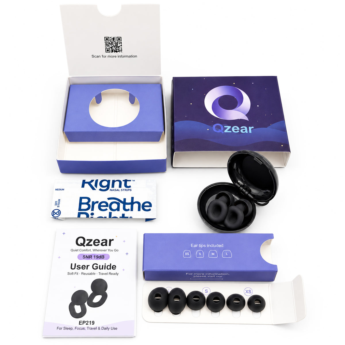 Qzear NightRes Soft Silicone Noise-Reducing Earplugs