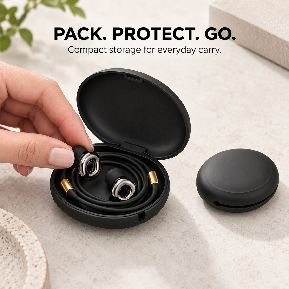 Magnetic Earplug Strap & Silicone Carrying Case Set