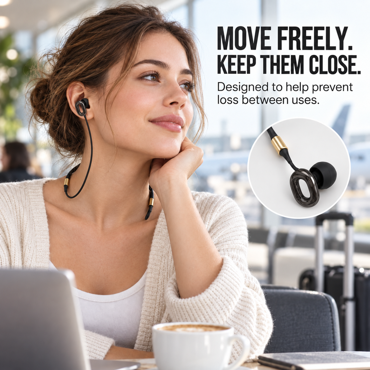 Magnetic Earplug Strap & Silicone Carrying Case Set